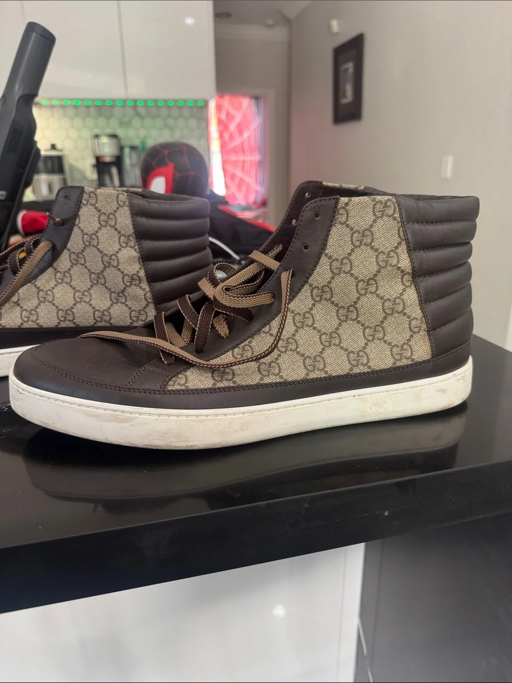 Gucci Brown and Beige GG High-Top Sneakers